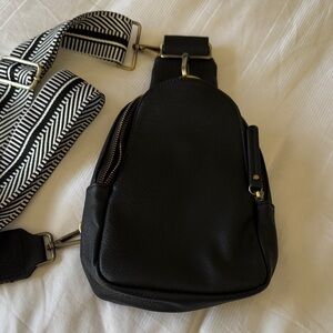 Anthropologie Black Crossbody Bag with Adjustable Strap